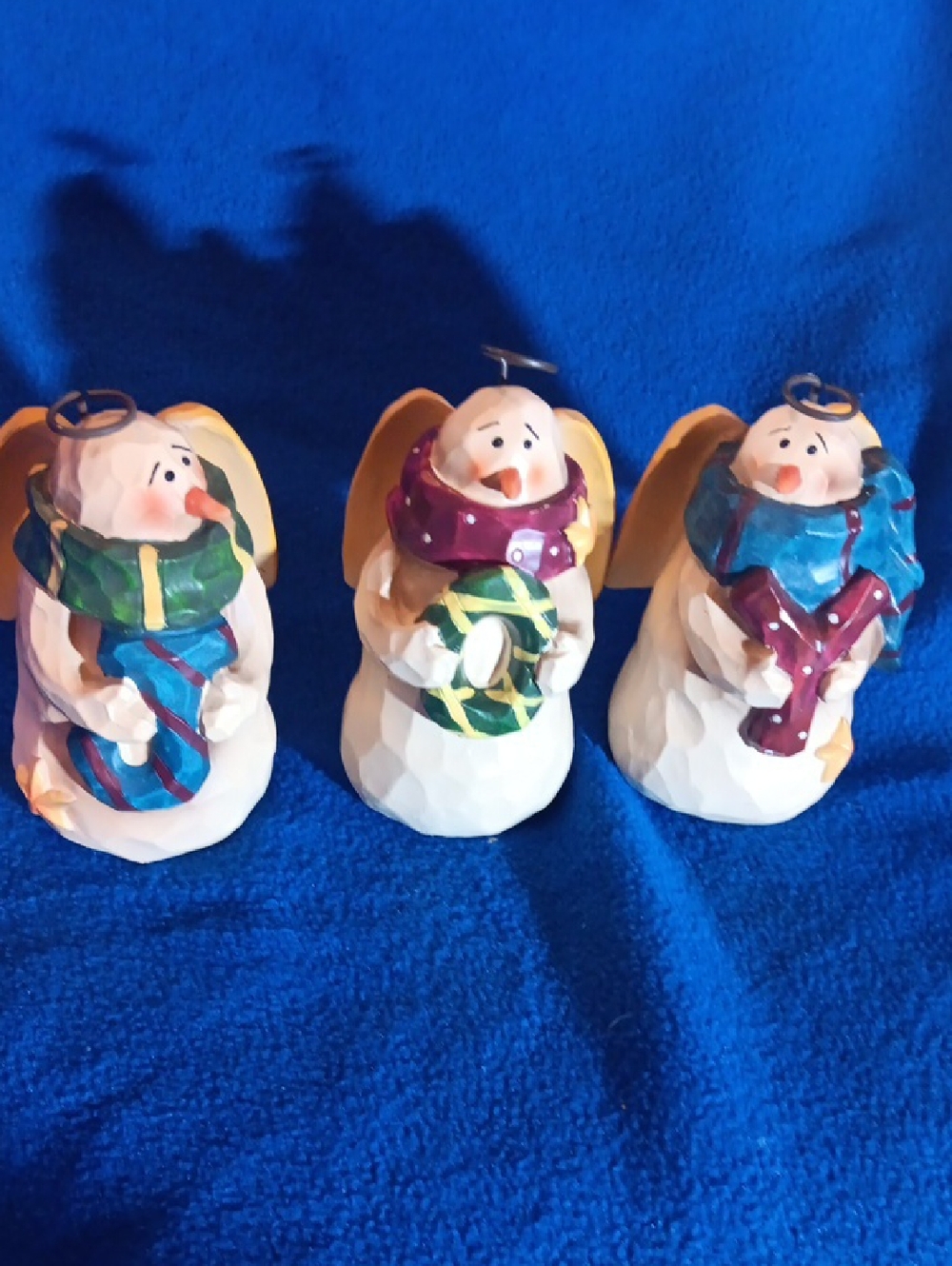 Hand-Painted Angel Figurine Trio - Multicolor Holiday Accents
